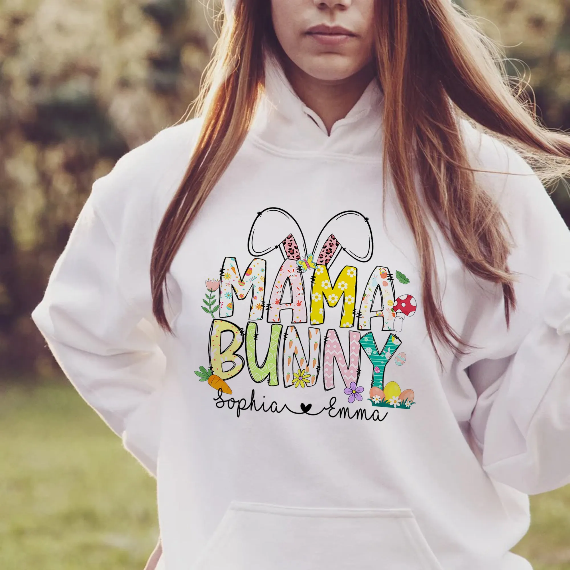 Mama Bunny Hoodie, Custom Mama Crewneck, Personalized Mom Shirt, Kids Names Shirt, Easter Mom Shirt, Gift For Mom, Easter Gift, Easter Shirt