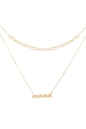 MAMA SCRIPT LAYERED PENDANT NECKLACE