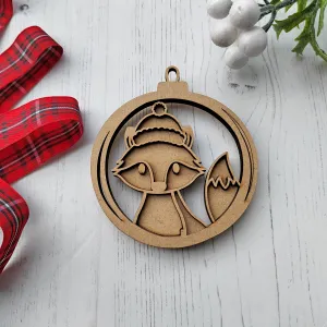 MDF Layered Circular Fox Bauble