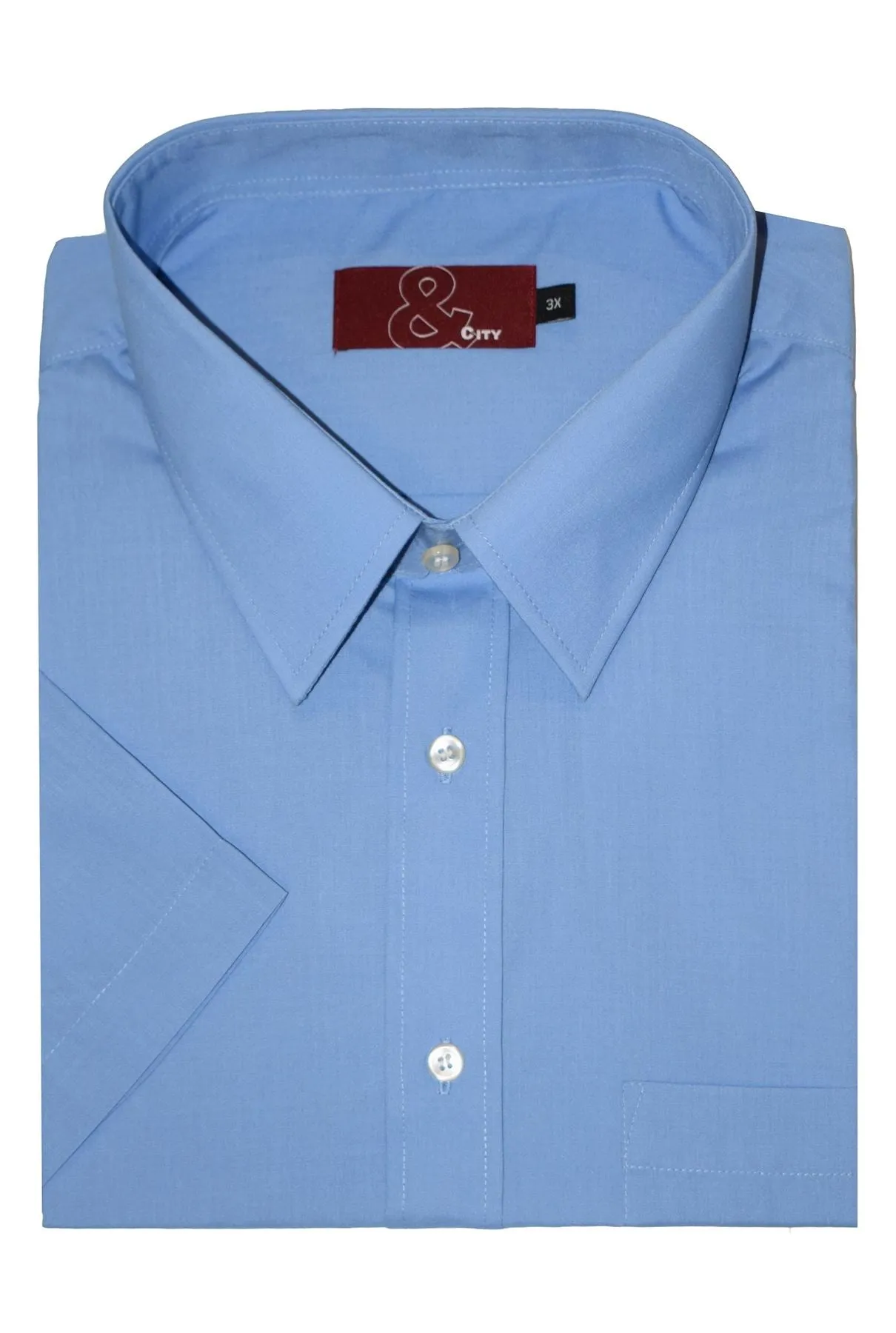 Mens Big Size Poly Cotton Easy Care Short Sleeve Shirts