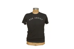 Men's Charcoal Block Letter Fine Crew T-Shirt (Contrast Stitch)