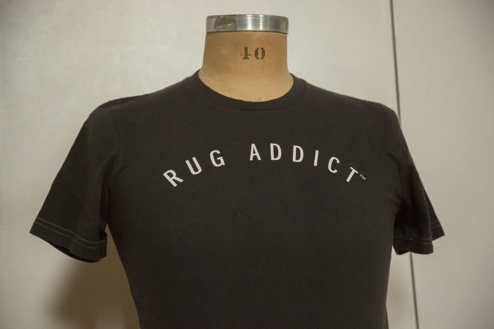 Men's Charcoal Block Letter Fine Crew T-Shirt (Contrast Stitch)