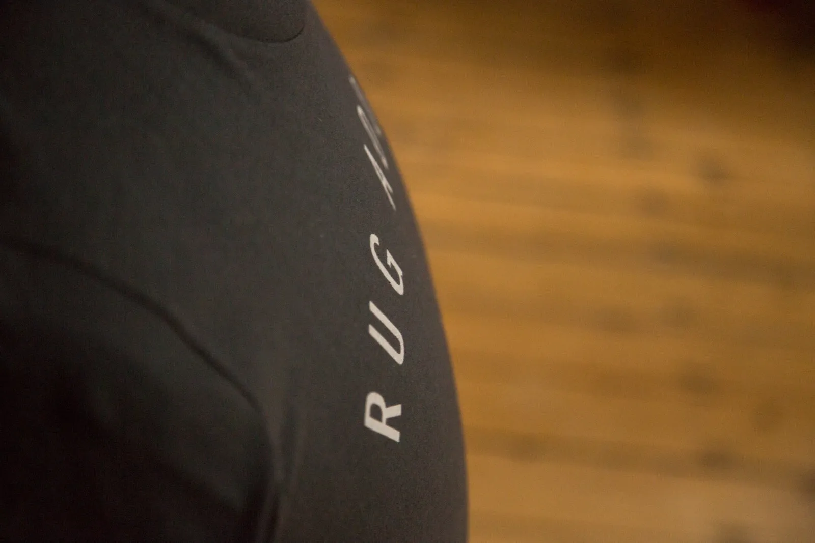 Men's Charcoal Block Letter Fine Crew T-Shirt (Contrast Stitch)