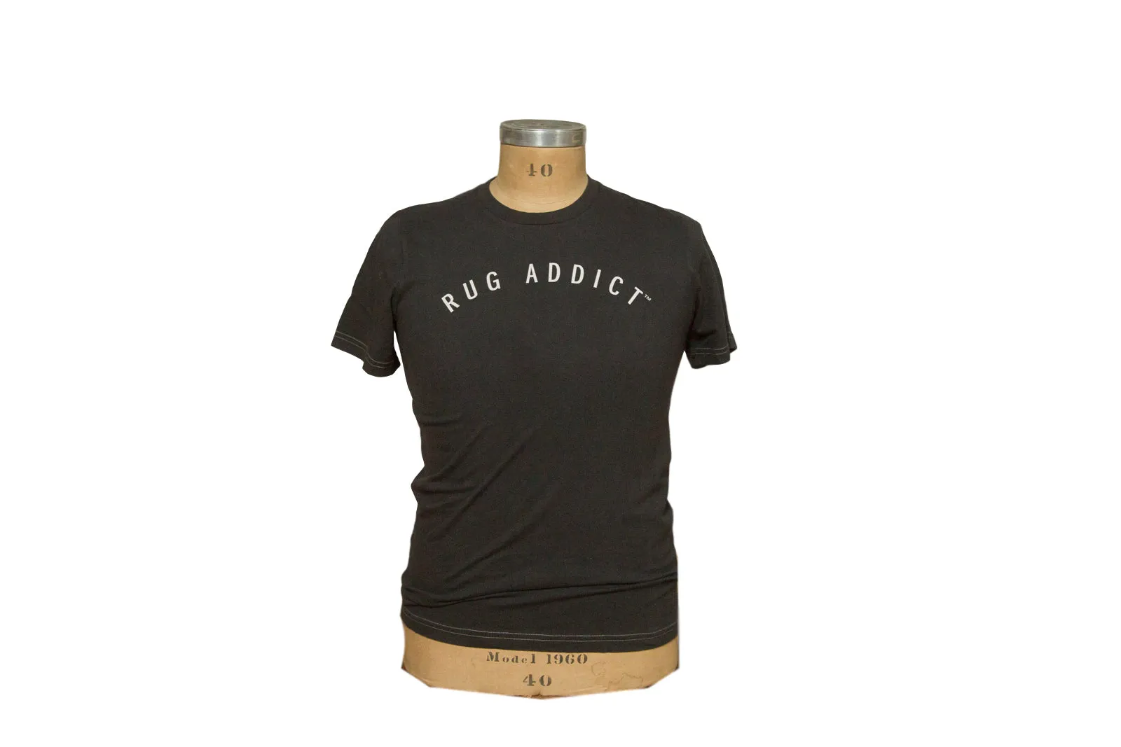 Men's Charcoal Block Letter Fine Crew T-Shirt (Contrast Stitch)