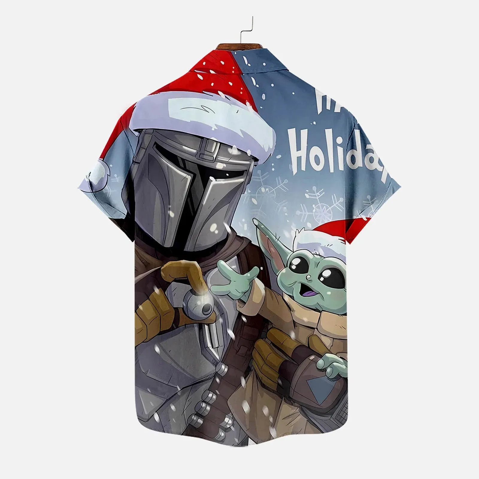 Men's Christmas Cartoon Funny Print Short Sleeve Shirt