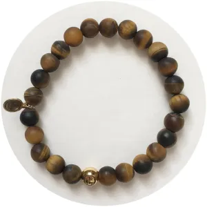 Mens Matte Tiger Eye with Gold Accent