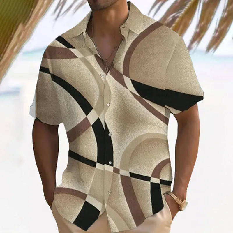 Men's Resort Style Print Short-Sleeved Shirt