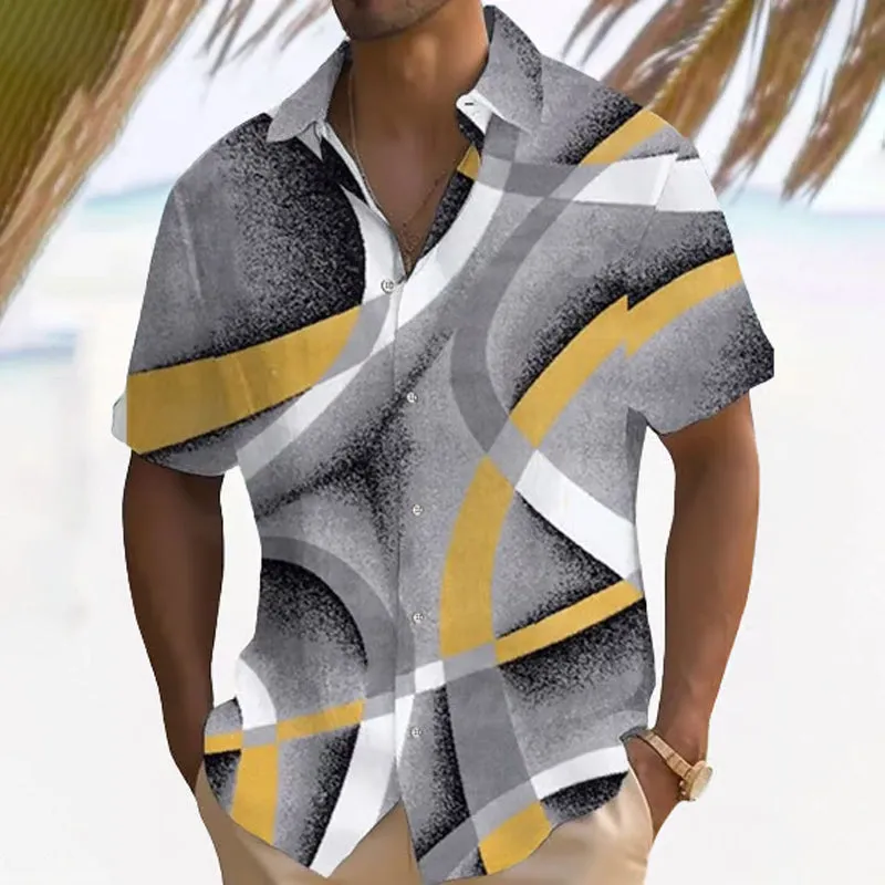 Men's Resort Style Print Short-Sleeved Shirt