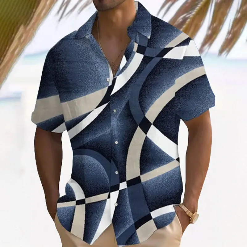 Men's Resort Style Print Short-Sleeved Shirt