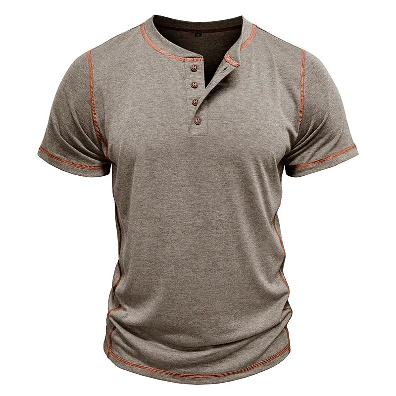 Men's Retro Short Sleeve Henley Shirt