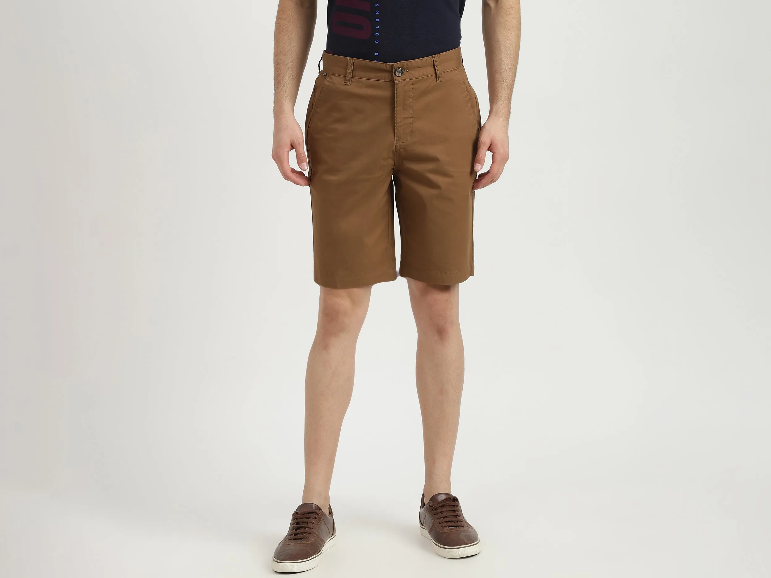 Mens Slim Fit Solid Shorts