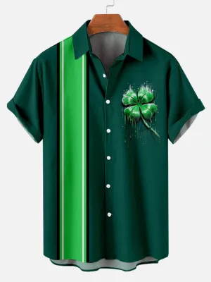 Men's St. Patrick's Shamrock Contrast Stripe Short Sleeve Shirt