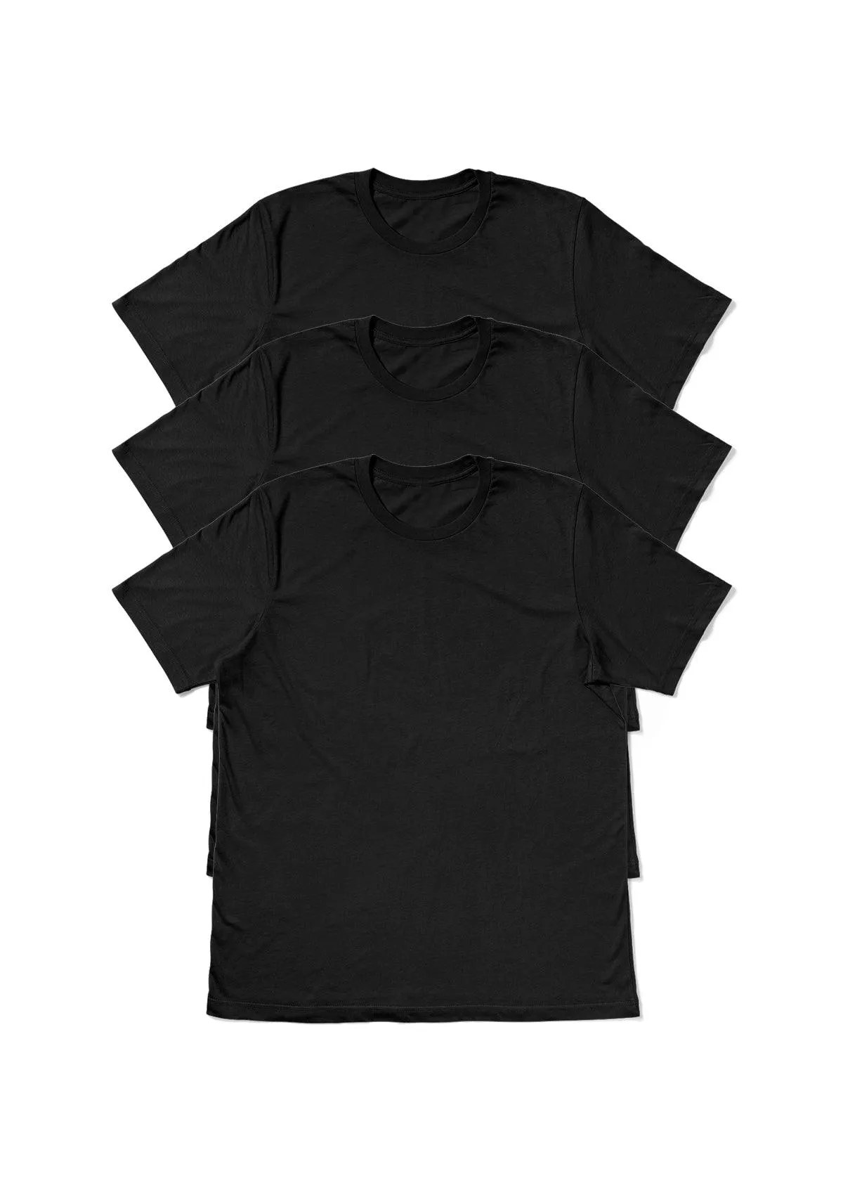 Mens T-Shirts Short Sleeve Crew Neck Black 3 Pack
