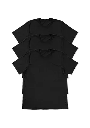 Mens T-Shirts Short Sleeve Crew Neck Black 3 Pack