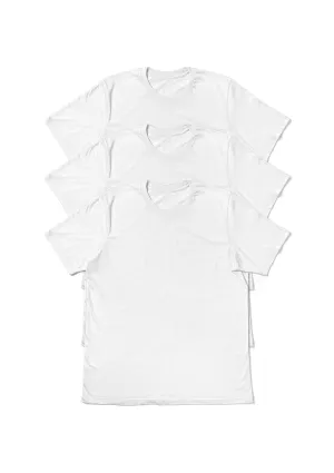 Mens T-Shirts Short Sleeve Crew Neck White 3 Pack