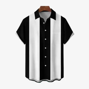 Men's Vintage 50s Style Classic Bowling Shirt Short Sleeve Shirt 2307100607