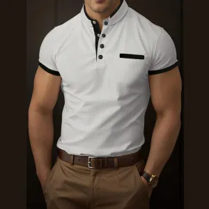 Men's Waffle Color Block Polo Shirt