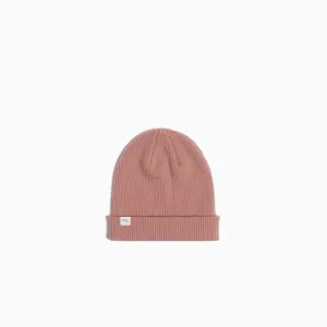 Merino Wool Ribbed Beanie - Dusty Rose