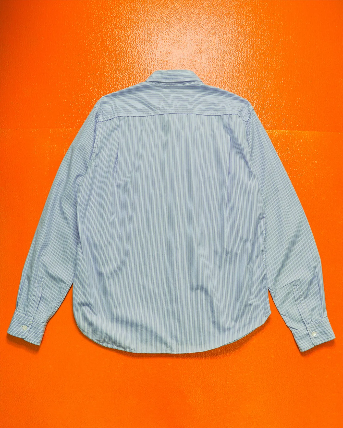 Mid 2000s Striped Blue 3-D Cargo Patch Pocket Shirt (M)