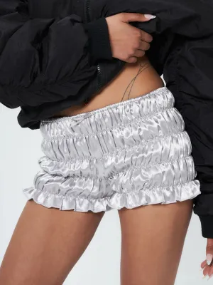 MINI RUFFLE BLOOMER SHORTS - CHROME