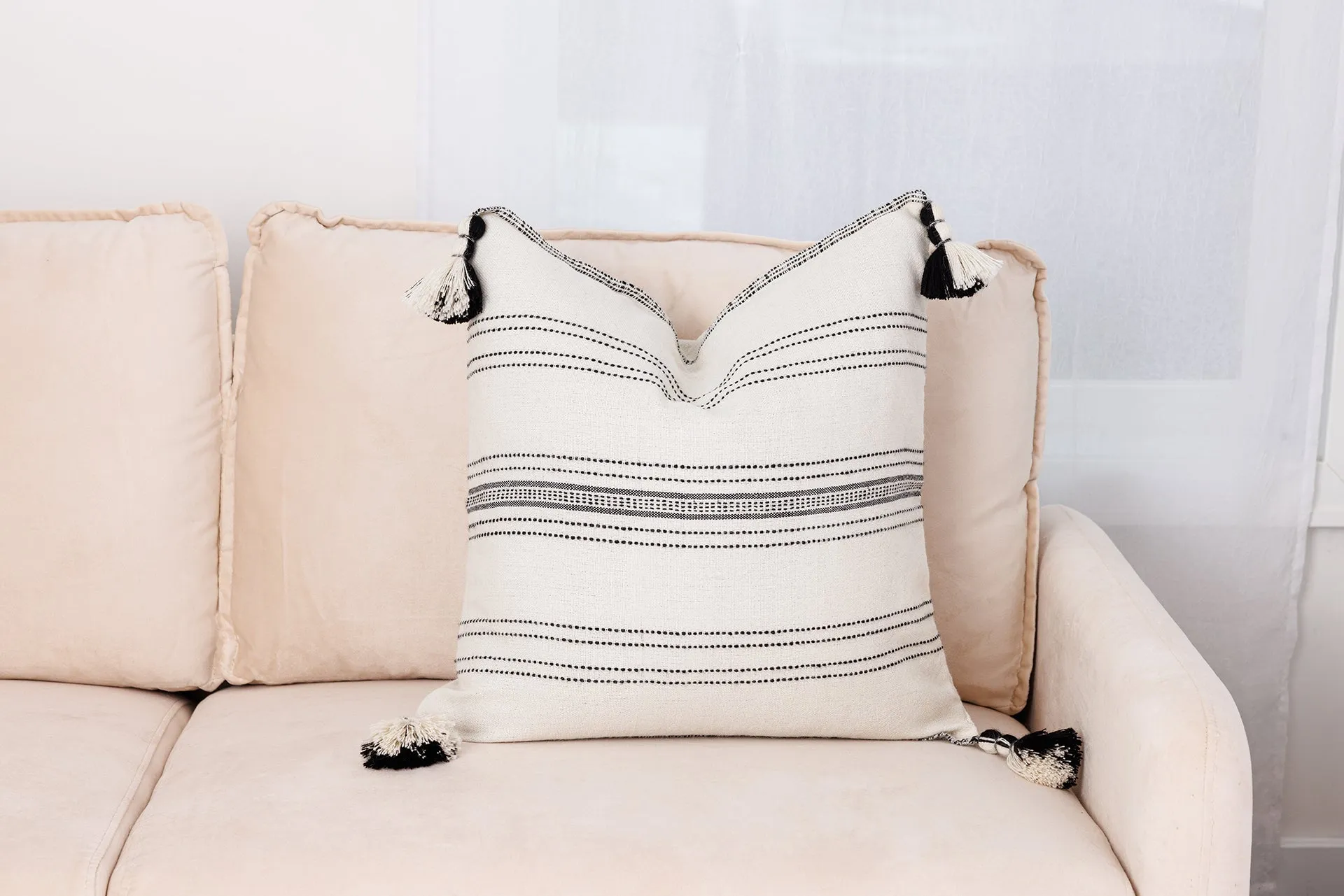 Miska Collection - Handloomed Alpaca - Ink & Ivory Pinstripe Pillow