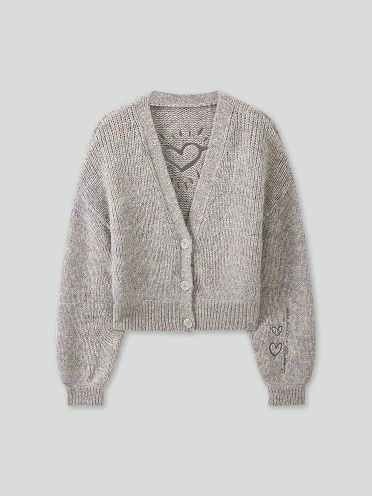 Miss Sixty X Keith Haring Capsule Collection Casual Knitted Cardigan With Delicate Embroidery