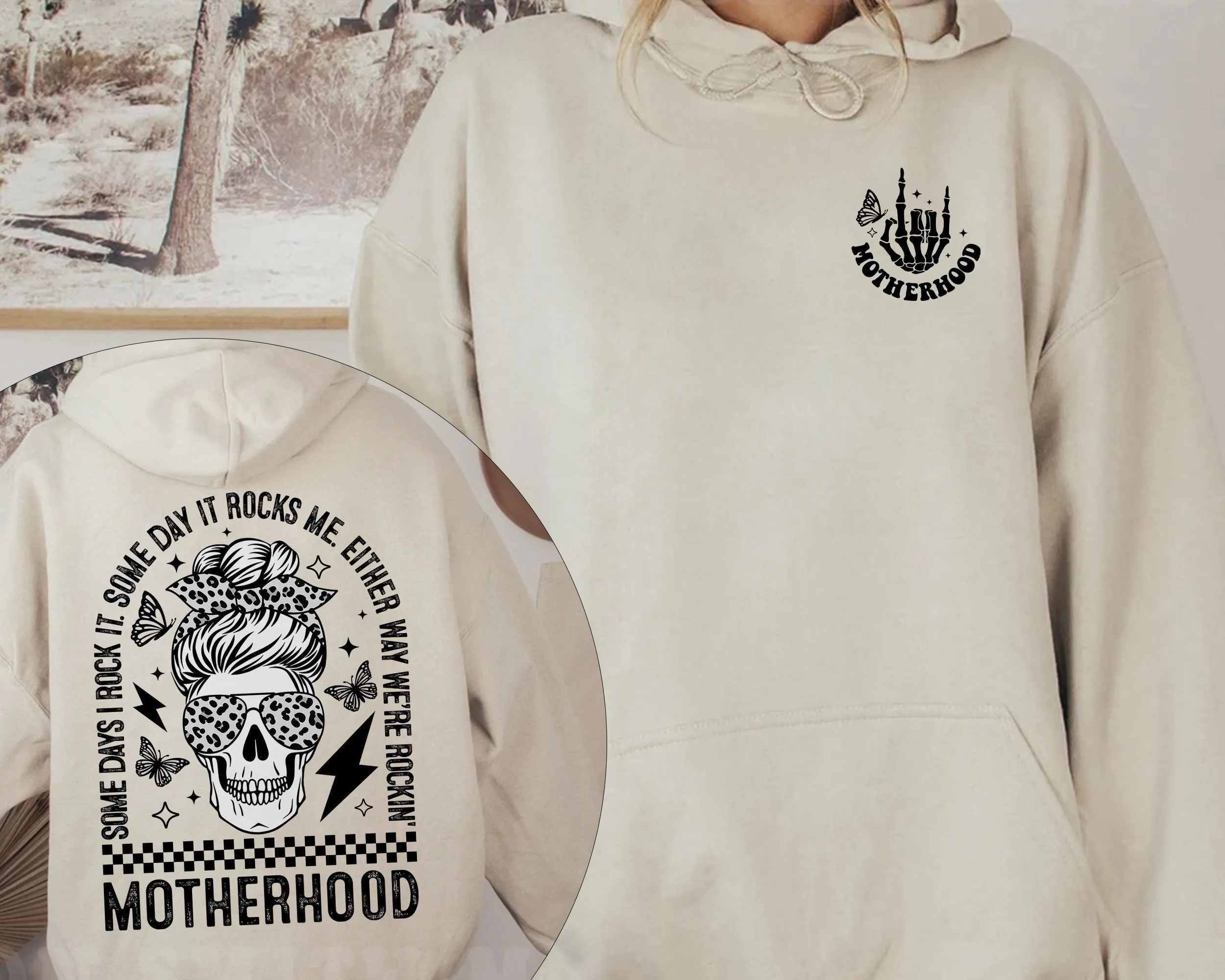 Motherhood Sometimes I Rock It Sometimes It Rocks Me Hoodie, Mama Shirt, Mom Shirt, Rocker Mom Gifts, Mothers Day Gift Shirt, Rocker Mama Tee