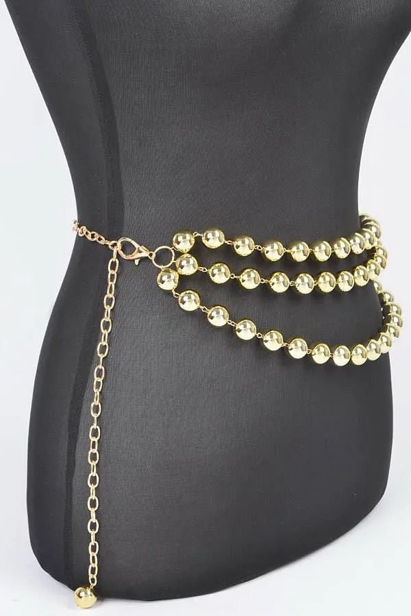 Multi layered ball gold belt