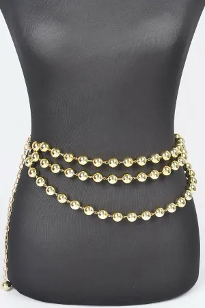Multi layered ball gold belt