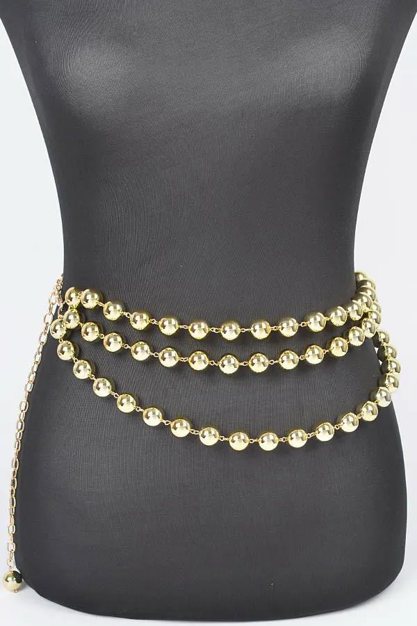 Multi layered ball gold belt