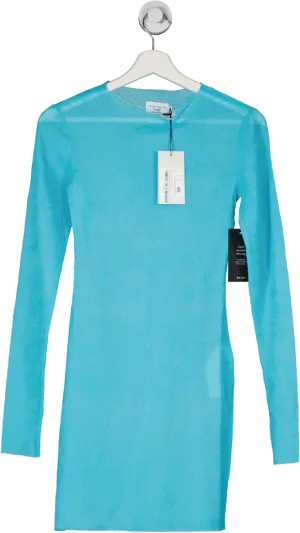 NA-KD Blue Structured Long Sleeve Mini Dress UK XXS
