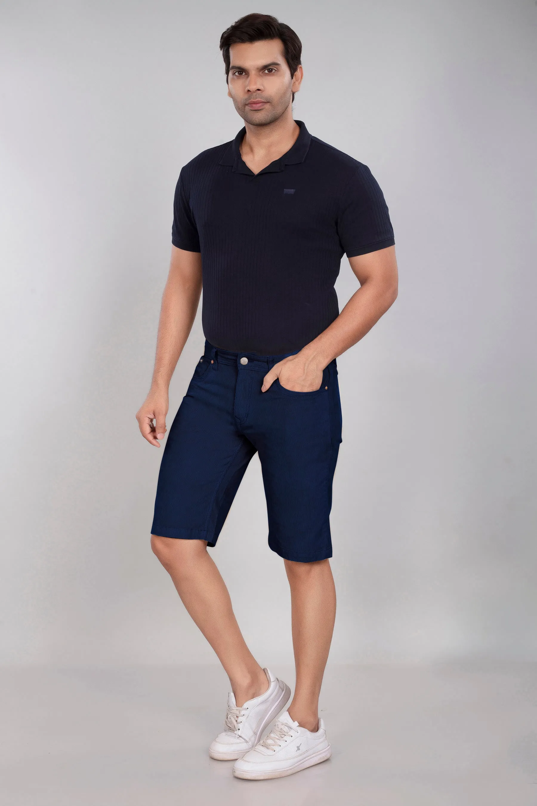 Navy Blue Corduroy Shorts