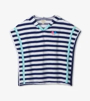 Navy Stripes Hooded Terry Cover Up