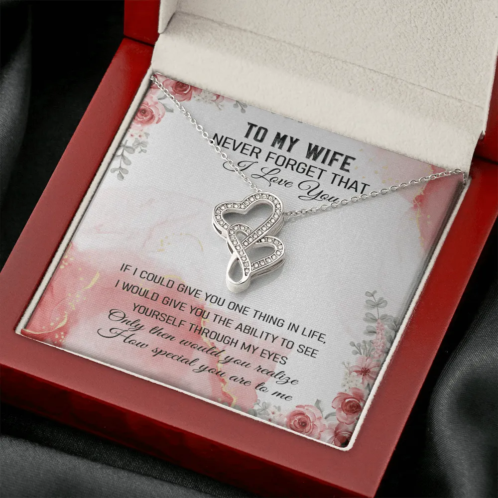Never Forget That I Love You - Double Hearts Necklace Message Card