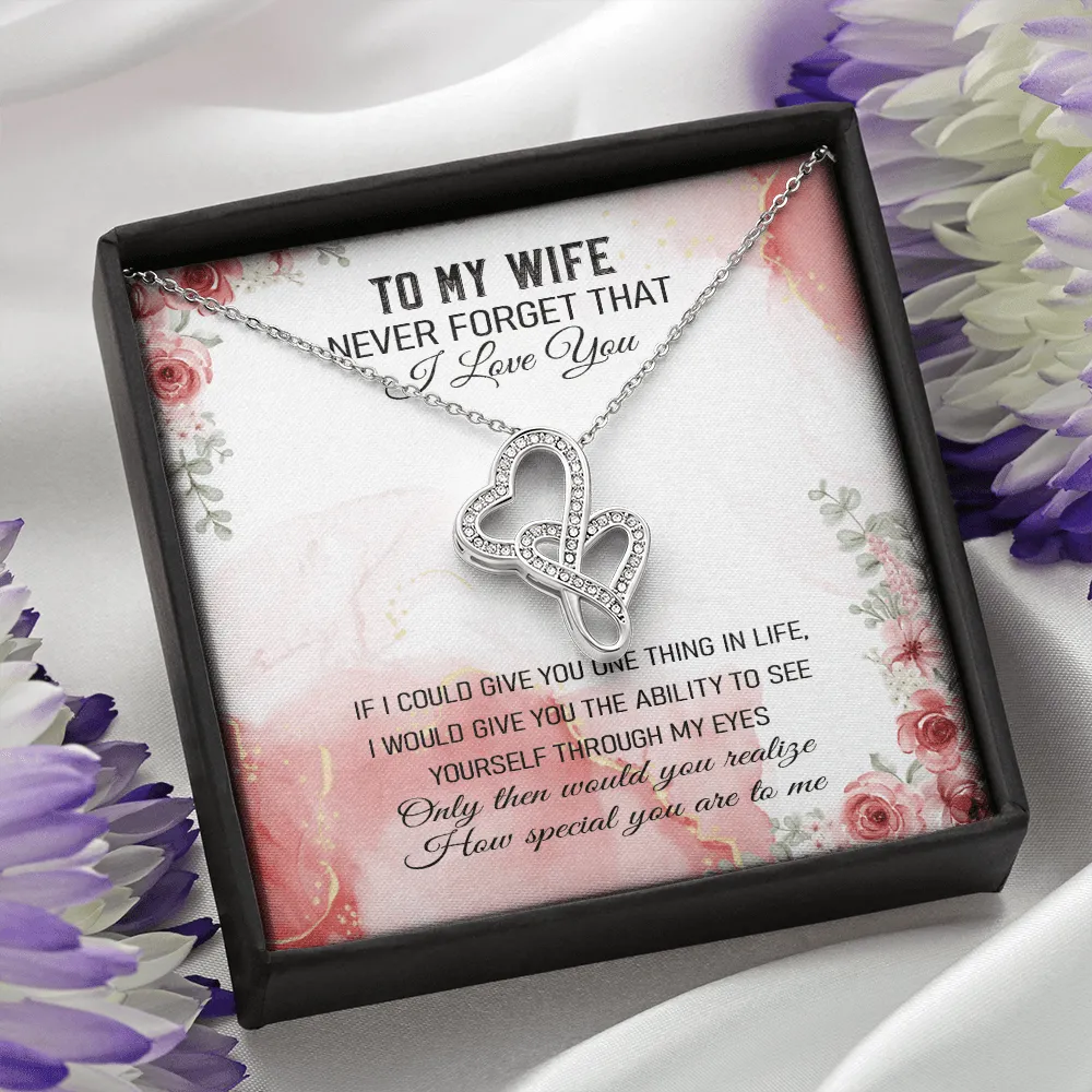 Never Forget That I Love You - Double Hearts Necklace Message Card
