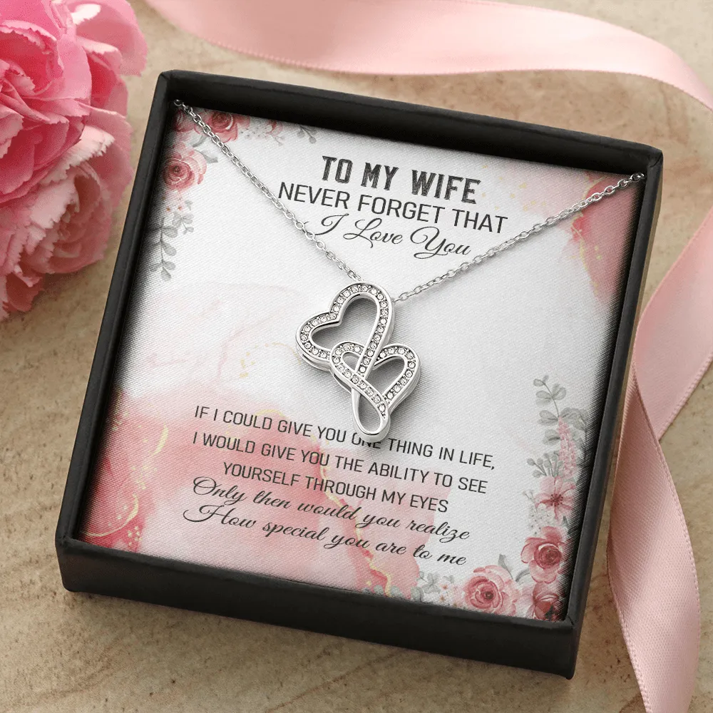 Never Forget That I Love You - Double Hearts Necklace Message Card