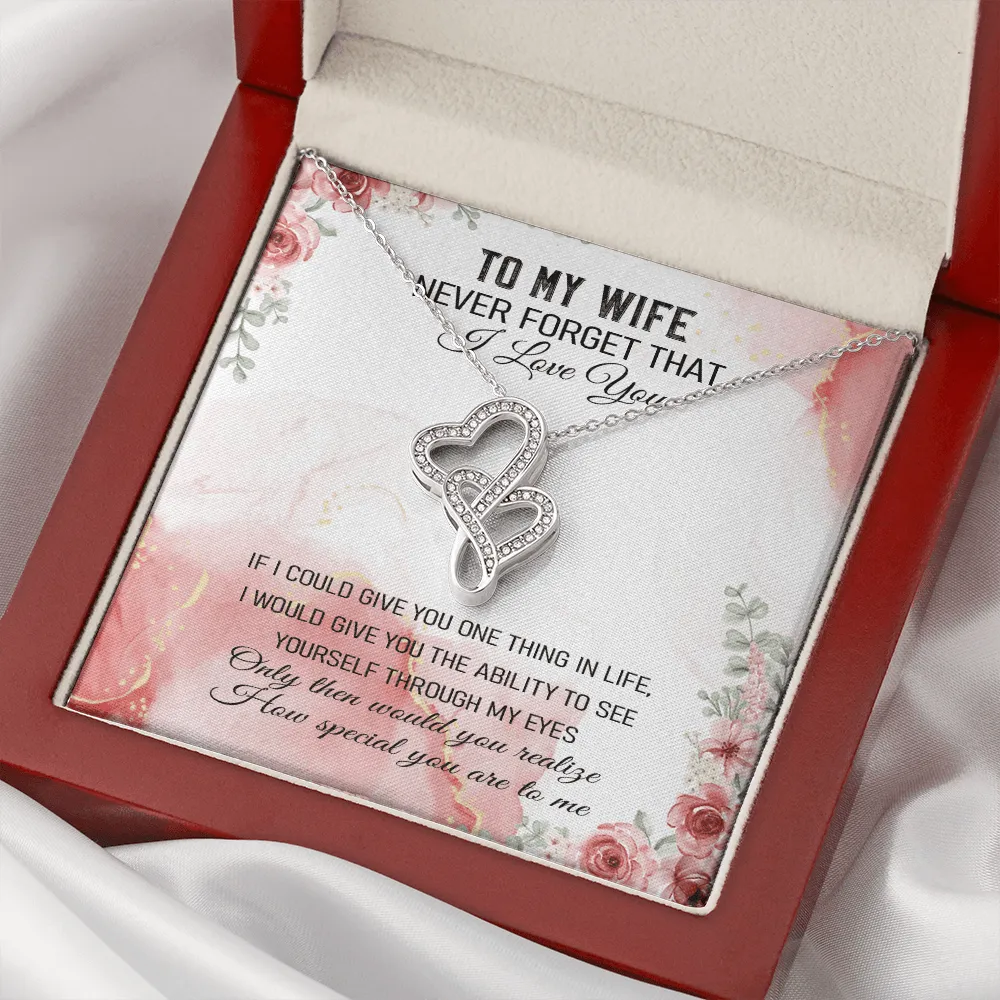 Never Forget That I Love You - Double Hearts Necklace Message Card