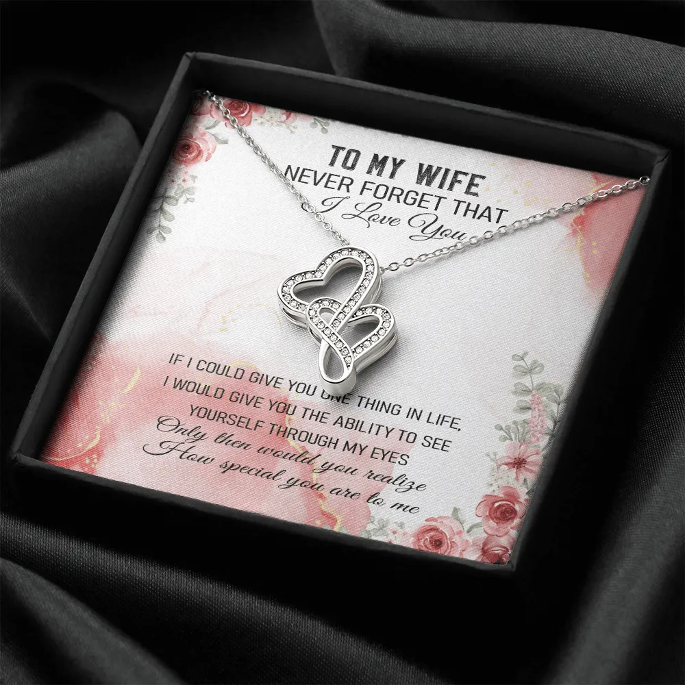 Never Forget That I Love You - Double Hearts Necklace Message Card