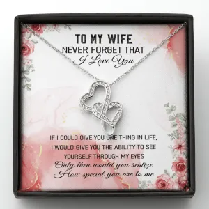 Never Forget That I Love You - Double Hearts Necklace Message Card