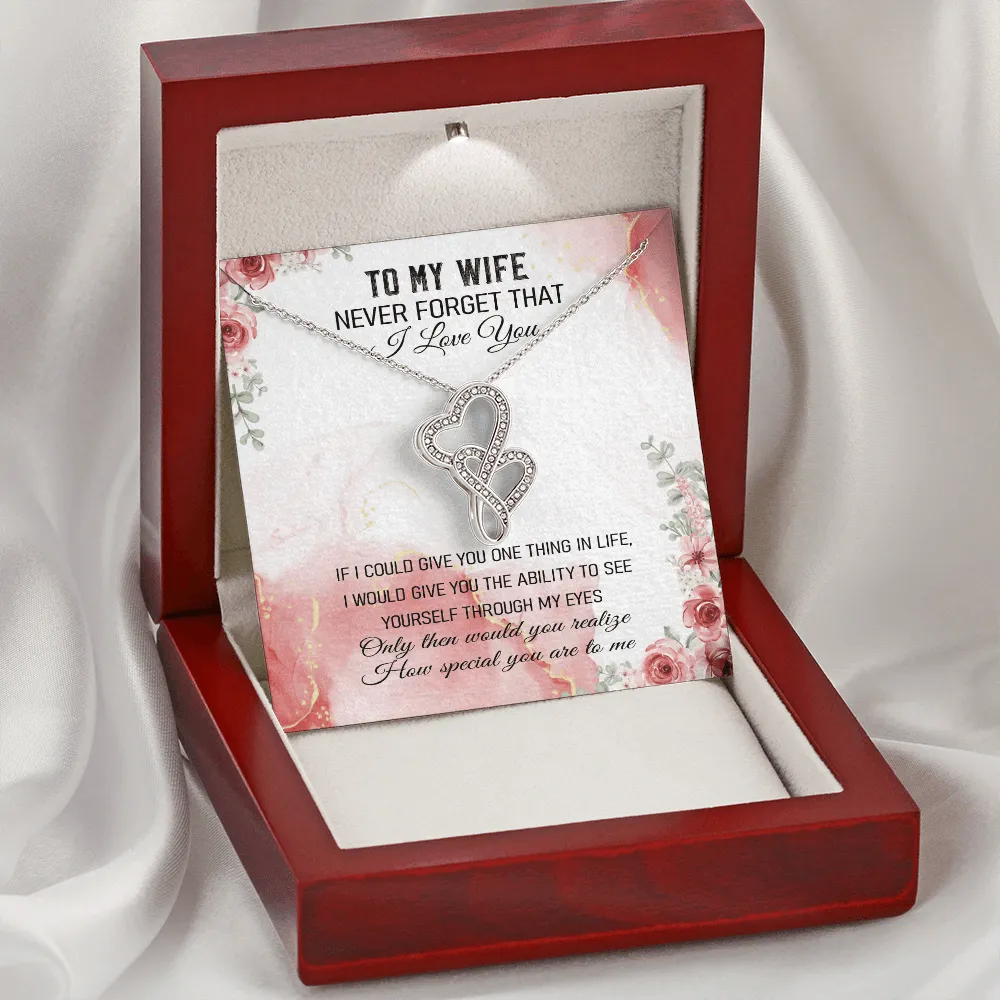 Never Forget That I Love You - Double Hearts Necklace Message Card