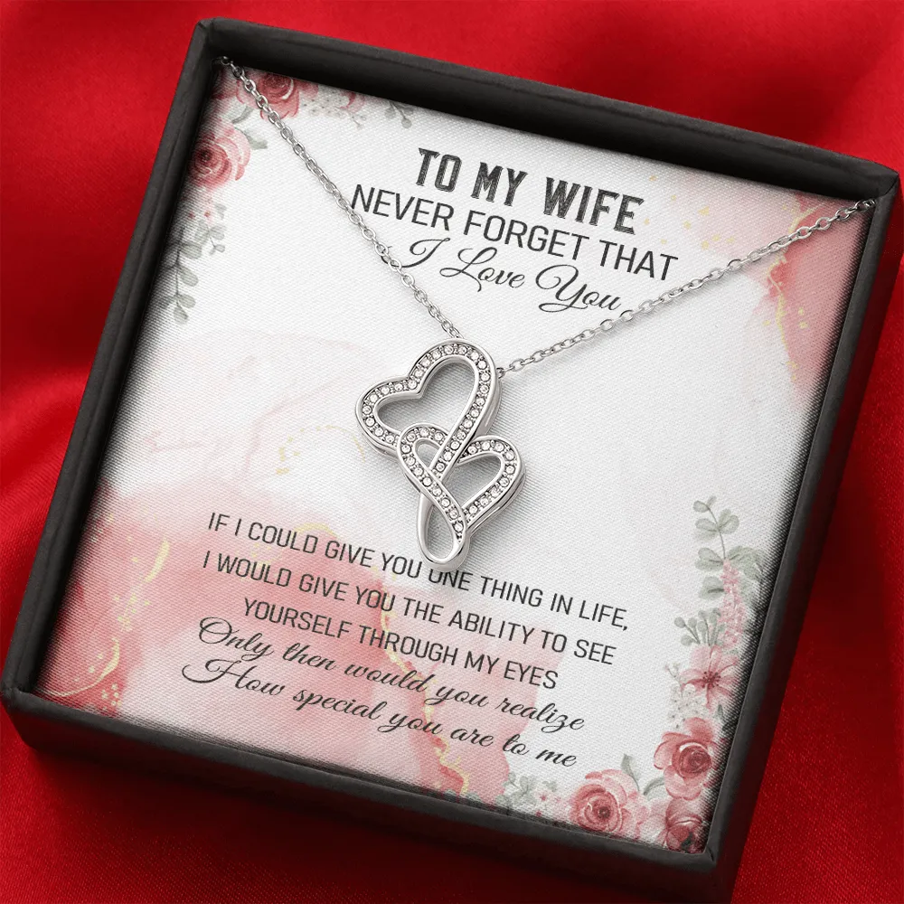 Never Forget That I Love You - Double Hearts Necklace Message Card