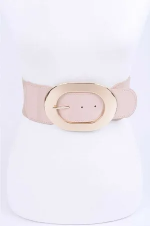 Nude Oval Buckle Fashion Elastic Belt – Adjustable Fit, Sleek Design with Polyurethane & Metal Composition (Copy) (Copy)