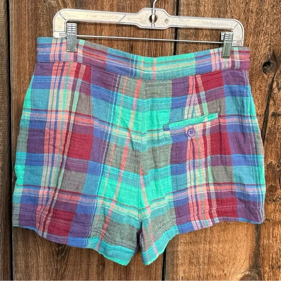 NWOT Free People Isla Plaid Shorts Colorful Casual Shorts