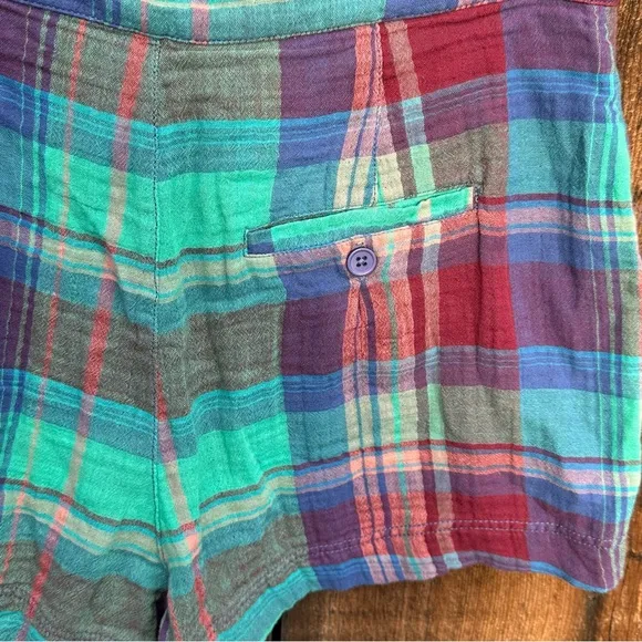 NWOT Free People Isla Plaid Shorts Colorful Casual Shorts