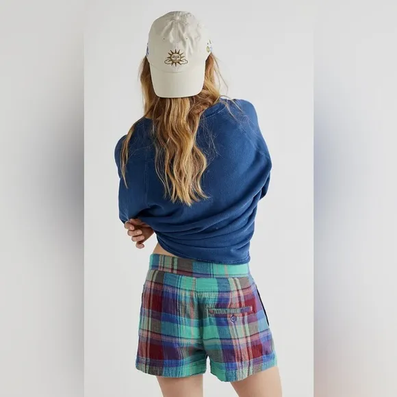NWOT Free People Isla Plaid Shorts Colorful Casual Shorts