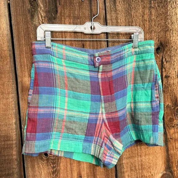 NWOT Free People Isla Plaid Shorts Colorful Casual Shorts