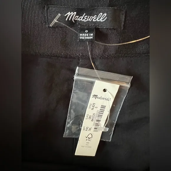 NWT Madewell Linen-Cotton Blend Wrap Midi Skirt - Size 0 - Black