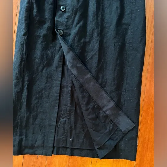 NWT Madewell Linen-Cotton Blend Wrap Midi Skirt - Size 0 - Black