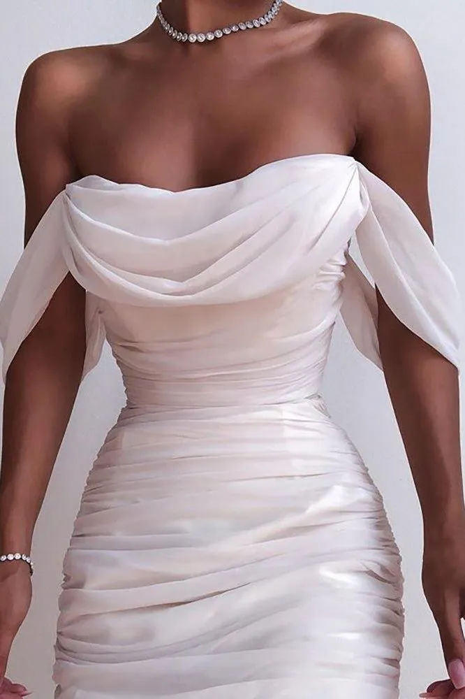 one word shoulder bosom to pull plait dress