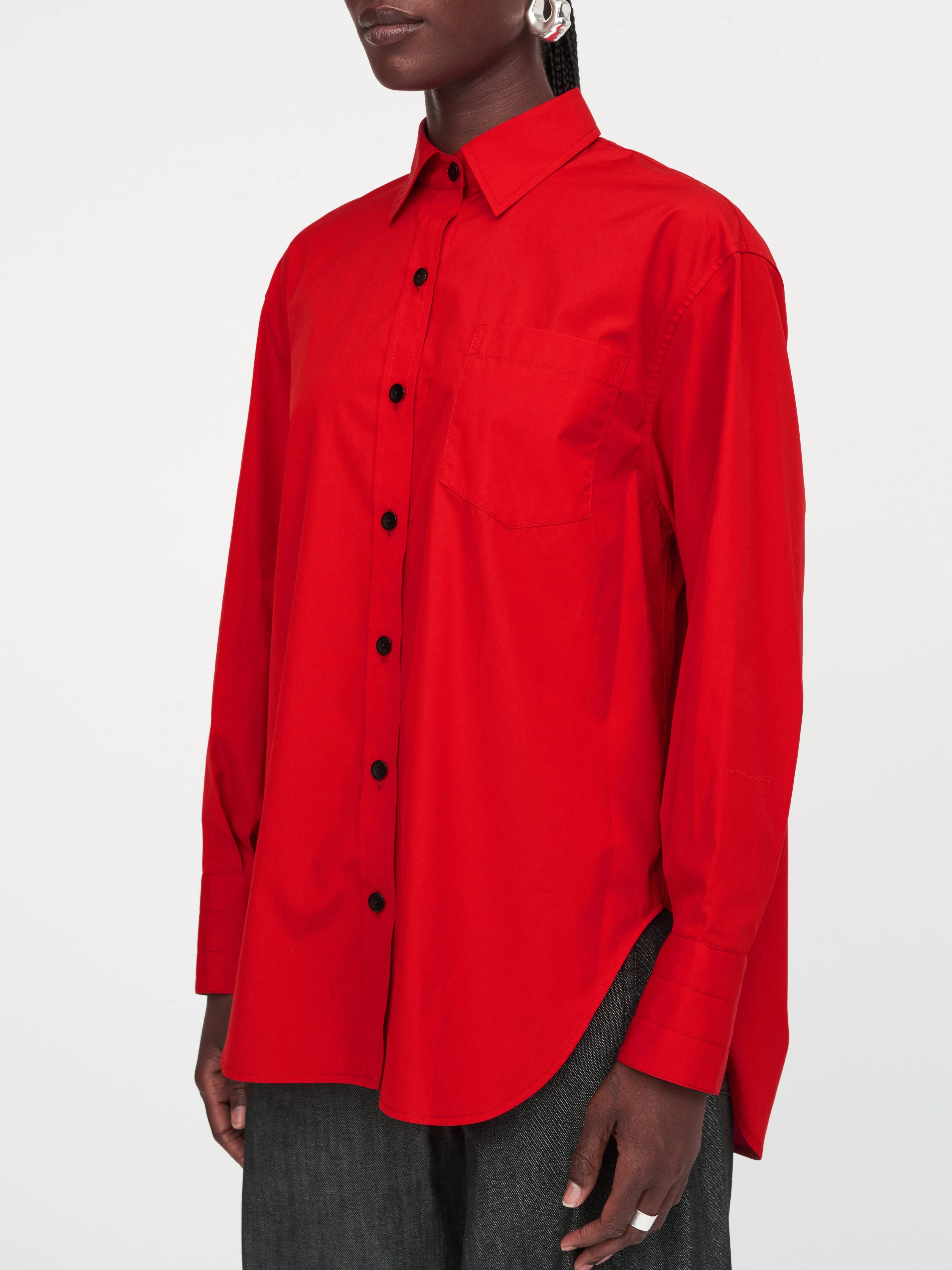 Oversized Tunic Shirt in Red Apple
